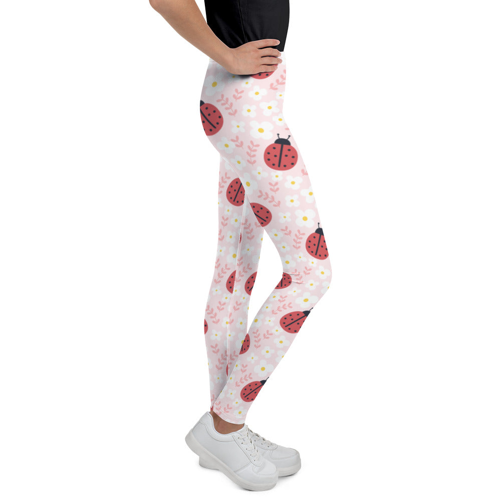 Ladybug Print Girls Leggings (8-20), Pink Youth Teen Cute Printed Kids Yoga Tween Pants Graphic Fun Tights Gift Daughter  Starcove Fashion
