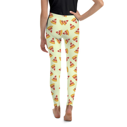 Pizza Slices Girls Leggings (8-20), Food Youth Teen Cute Printed Kids Yoga Pants Graphic Print Fun Tights Tween