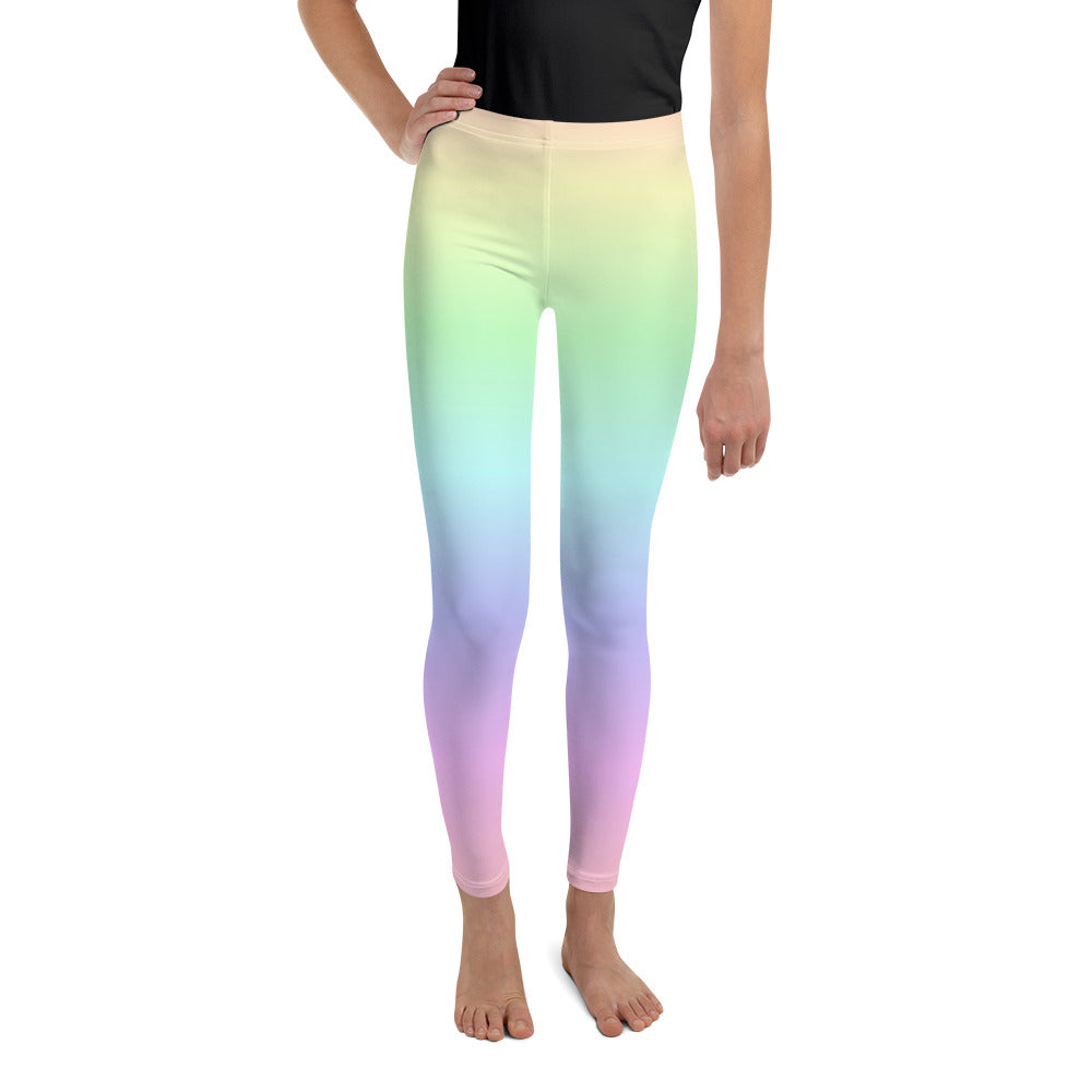 Pastel Rainbow Girls Leggings (8-20), Tie Dye Yoga Pants Kawaii