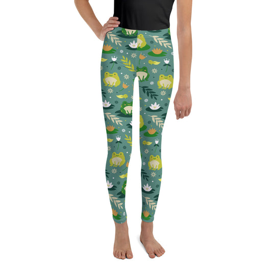 Frog Girls Leggings (8-20), Green Youth Teen Cute Printed Kids Yoga Pants Graphic Fun Tights Tween Daughter  Starcove Fashion