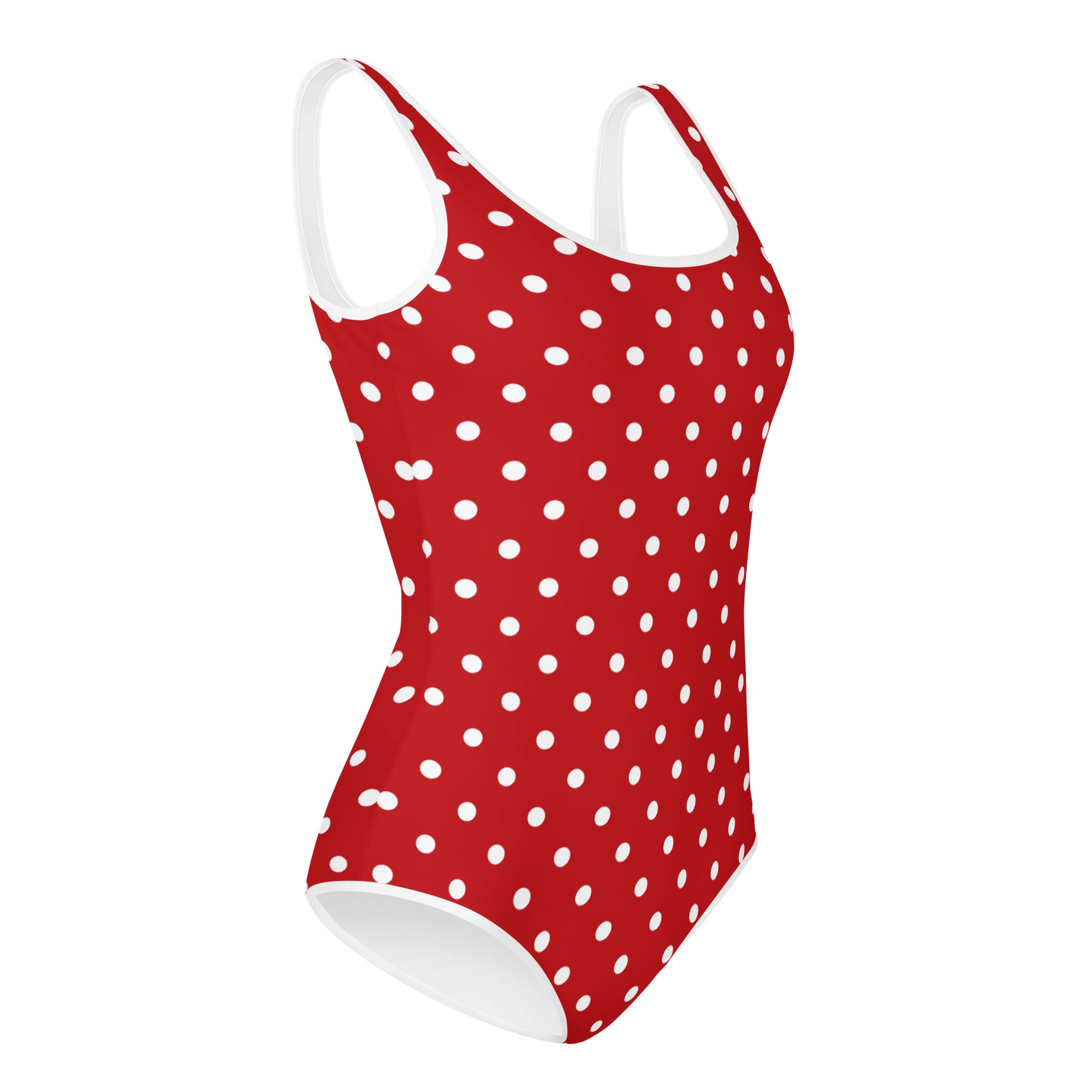 Red Polka Dots Girls Swimsuits (8 - 20), Retro Vintage 60s Cute Kids Jr Junior Tween Teen Teenage One Piece Bathing Suit Young Swimwear Starcove Fashion