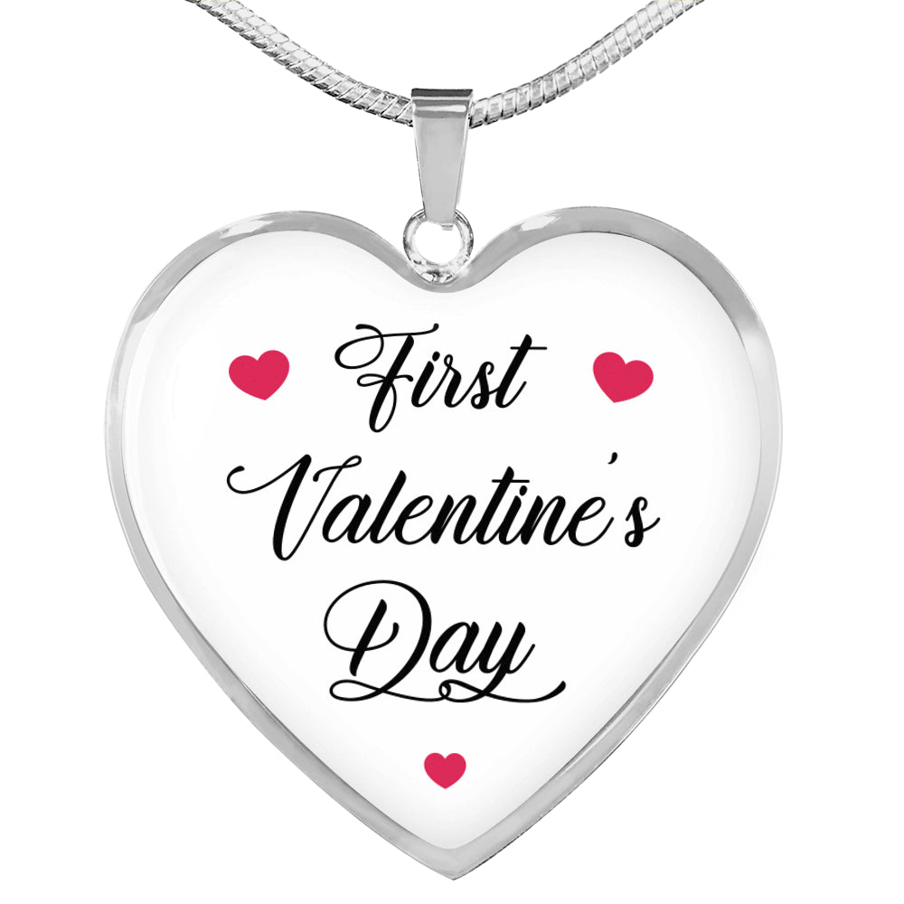 First Valentine's Day Necklace for Women with Heart Pendant, 1st gift for Girlfriend Her Wife Love You Custom Engraving Gold Starcove Fashion
