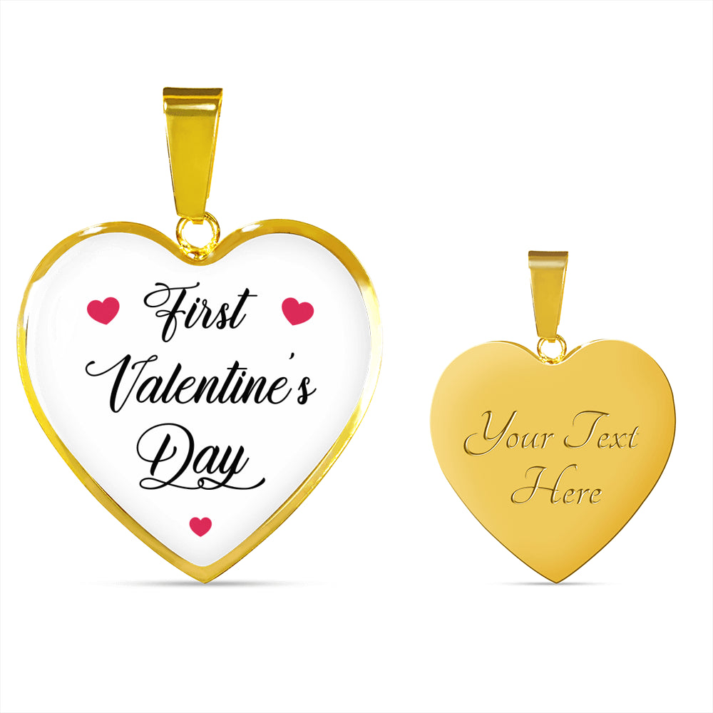 First Valentine's Day Necklace for Women with Heart Pendant, 1st gift for Girlfriend Her Wife Love You Custom Engraving Gold Starcove Fashion