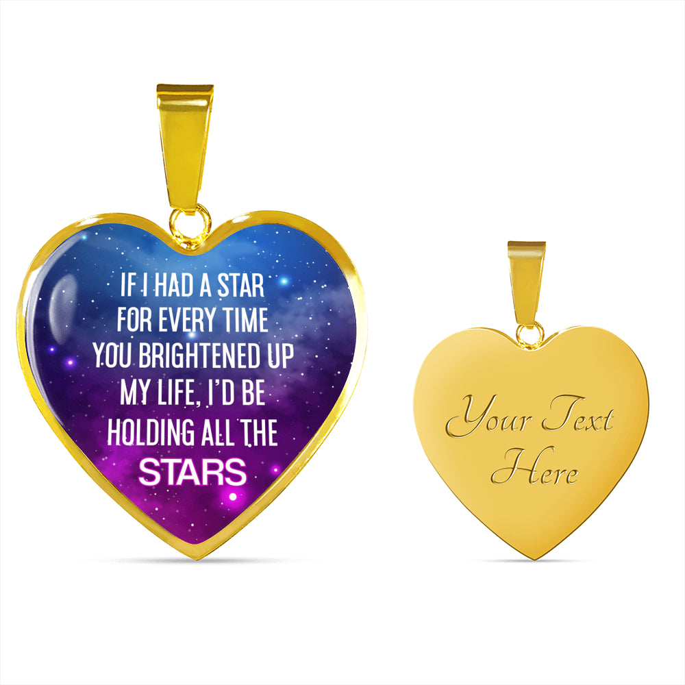 Holding all the Stars Galaxy Heart Pendant Necklace Jewelry Women Girlfriend Personalized Cute Quote You Are My Star Valentine Gift 18K Gold Starcove Fashion