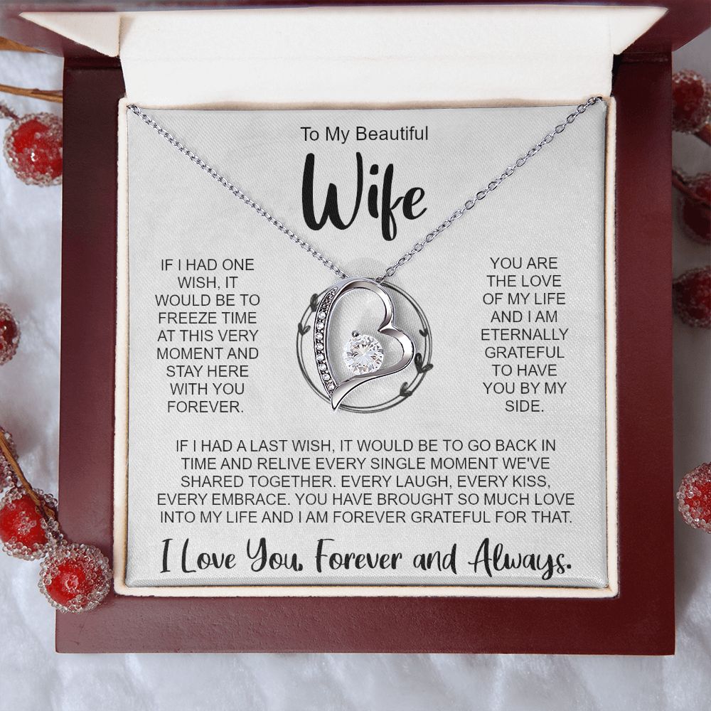 To My Wife Necklace from Husband, Message Card Hubby Forever Love Pendant Gold Anniversary Jewelry Valentine's Day Birthday Christmas Gift Starcove Fashion