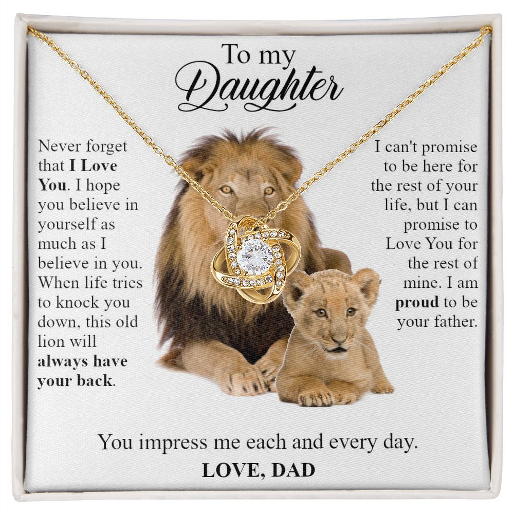 Daughter Necklace from Dad, Always Have Your Back Message Card Father Love Knot Pendant Gold Finish Jewelry Birthday Christmas Gift Starcove Fashion