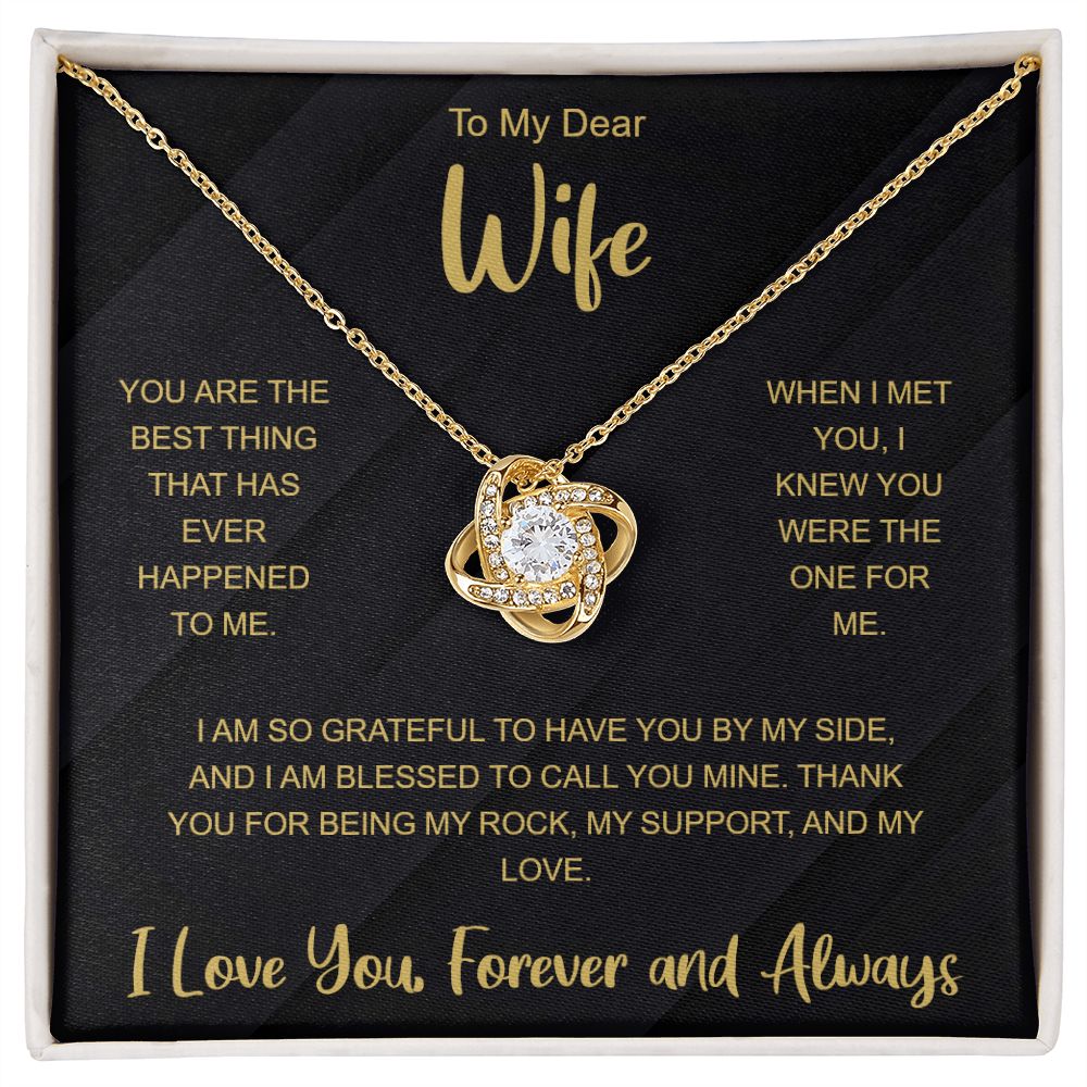 To My Wife Necklace from Husband, Message Card Hubby Love Knot Pendant Gold Anniversary Jewelry Valentine's Day Birthday Christmas Gift Starcove Fashion