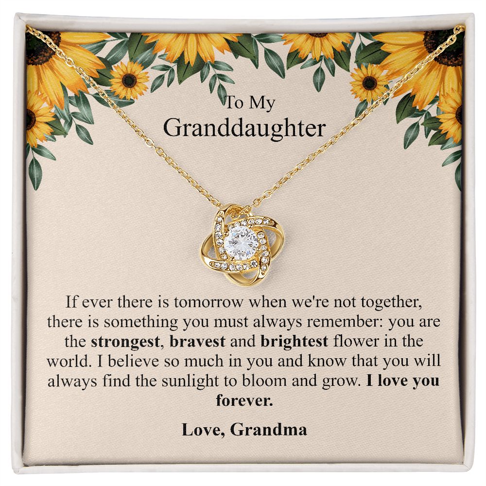 Granddaughter Necklace from Grandma, Love Knot Pendant Jewelry Gold Family Grandmother Birthday Sunflower Message Card Gift Starcove Fashion