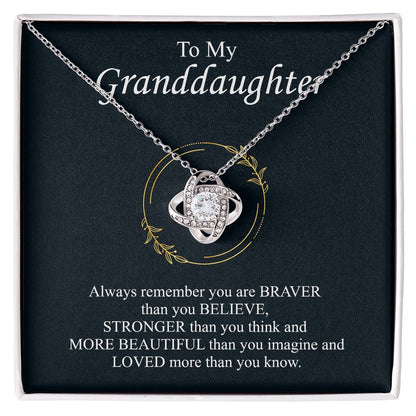 Granddaughter Necklace, Love Knot Grandma Pendant Jewelry Gold Family Grandmother Grandpa Birthday Christmas Message Card Gift Starcove Fashion