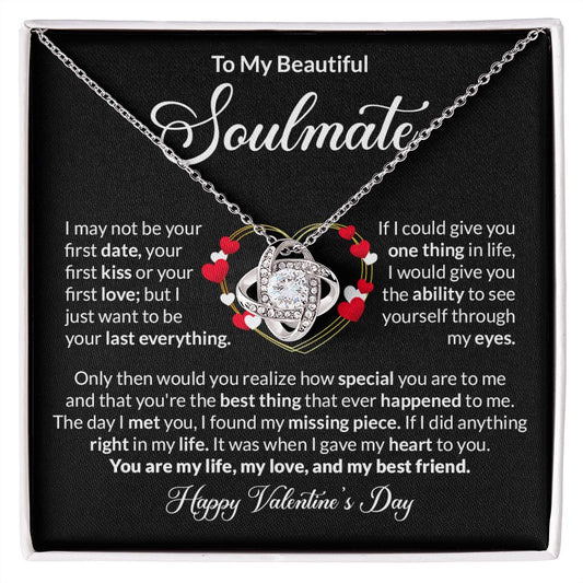 To My Soulmate Necklace, Love Knot Pendant Jewelry Gift Girlfriend Her Romantic Gold Valentine's Day Future Wife Starcove Fashion