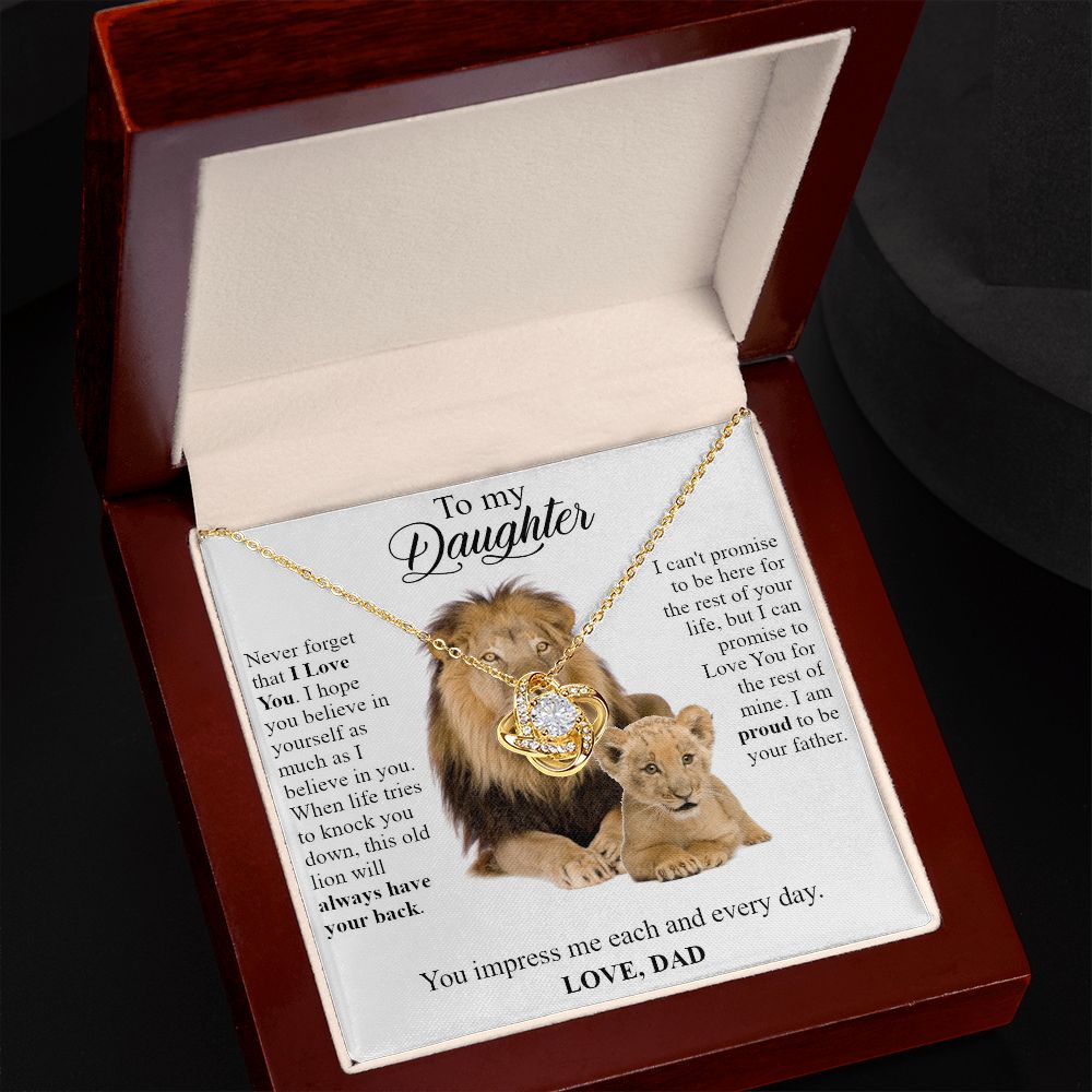 Daughter Necklace from Dad, Always Have Your Back Message Card Father Love Knot Pendant Gold Finish Jewelry Birthday Christmas Gift Starcove Fashion