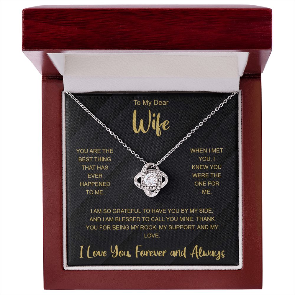 To My Wife Necklace from Husband, Message Card Hubby Love Knot Pendant Gold Anniversary Jewelry Valentine's Day Birthday Christmas Gift Starcove Fashion