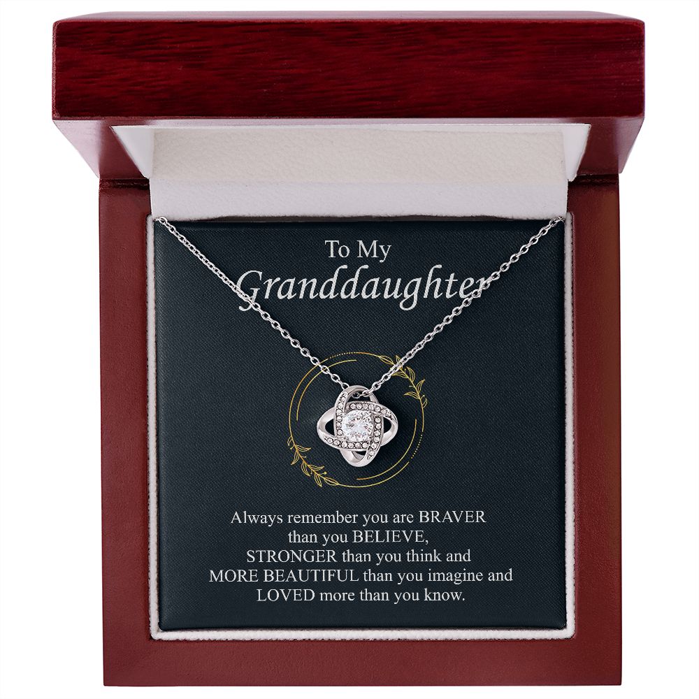 Granddaughter Necklace, Love Knot Grandma Pendant Jewelry Gold Family Grandmother Grandpa Birthday Christmas Message Card Gift Starcove Fashion