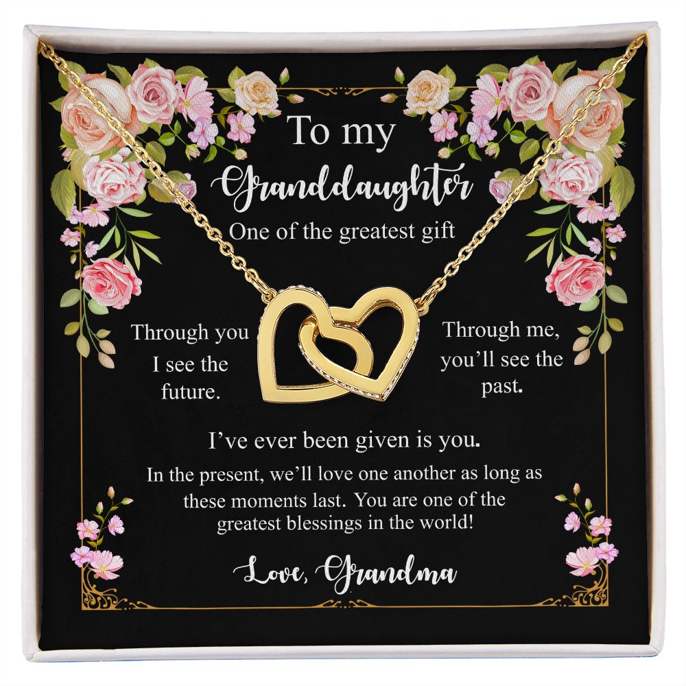 Granddaughter Necklace from Grandma, Interlocking Hearts Pendant Jewelry Gold Family Grandmother Birthday Message Card Gift Starcove Fashion