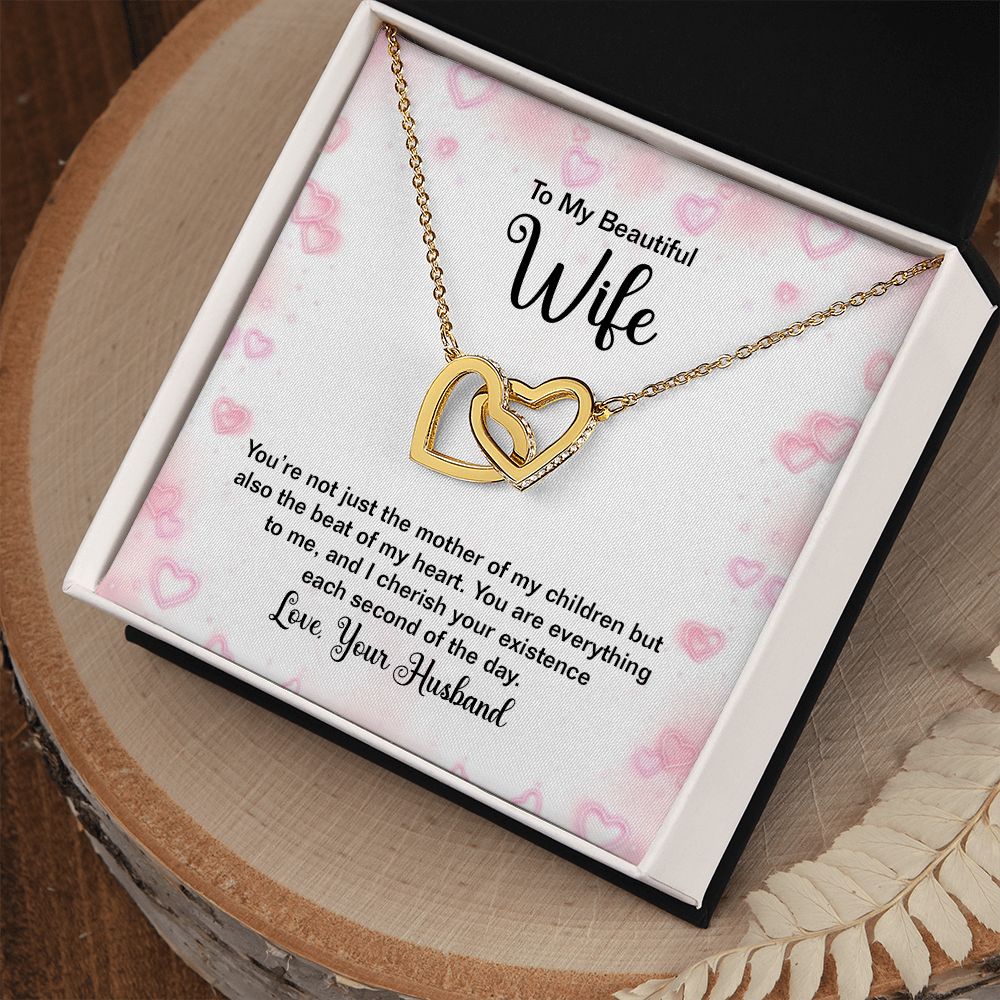 To My Wife Necklace from Husband, Message Card Women Interlocking Hearts Pendant Gold Anniversary Jewelry Valentine's Day Birthday Gift Starcove Fashion