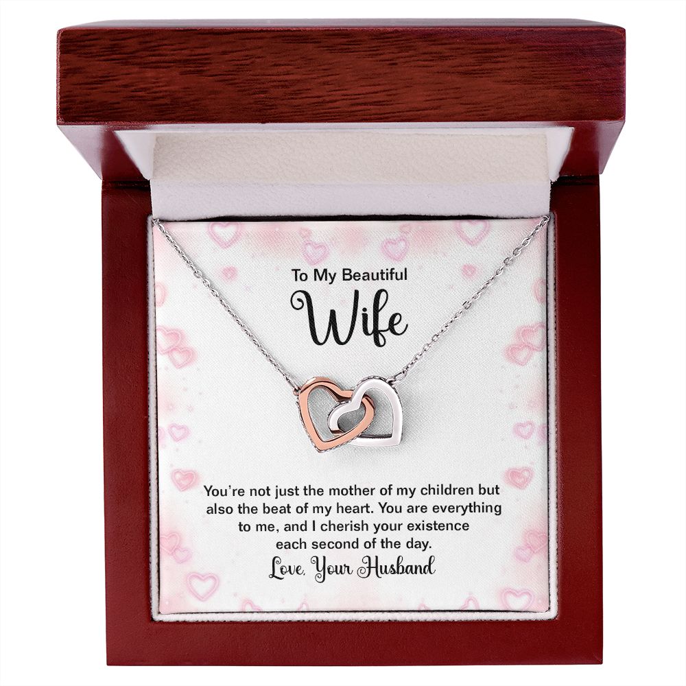 To My Wife Necklace from Husband, Message Card Women Interlocking Hearts Pendant Gold Anniversary Jewelry Valentine's Day Birthday Gift Starcove Fashion