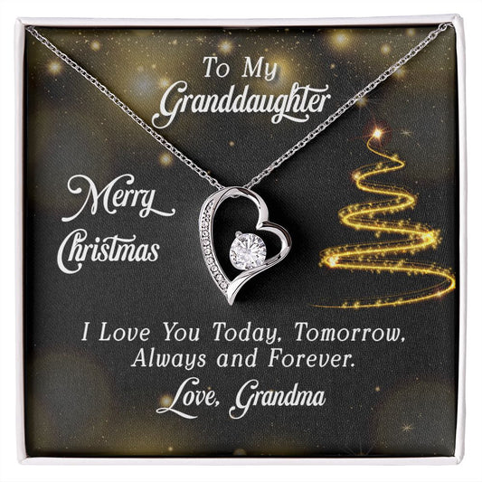 Granddaughter Necklace from Grandma, Merry Christmas Message Card Forever Love Pendant Jewelry Gold Family Grandmother Gift Starcove Fashion