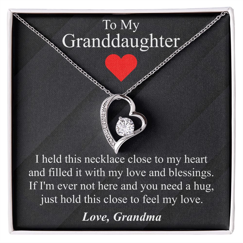 To My Granddaughter Necklace from Grandma,  Forever Love Heart Pendant Jewelry Gold Family Grandmother Birthday Christmas Message Card Gift Starcove Fashion