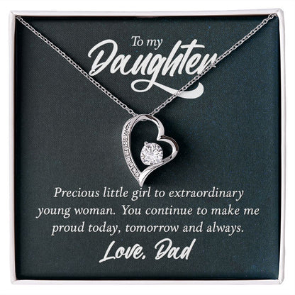Daughter Necklace from Dad, Proud Message Card Father Forever Love Pendant Gold Jewelry Birthday Christmas Gift Starcove Fashion