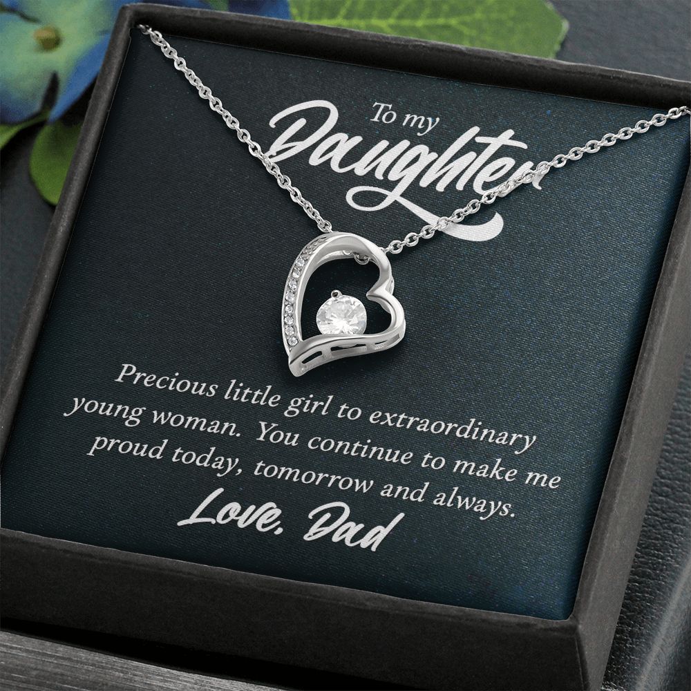 Daughter Necklace from Dad, Proud Message Card Father Forever Love Pendant Gold Jewelry Birthday Christmas Gift Starcove Fashion