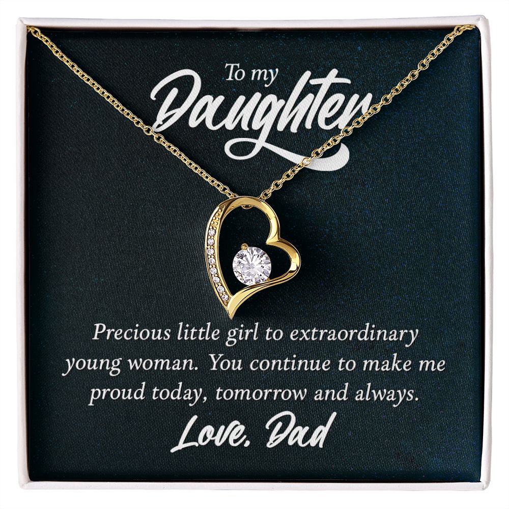 14K Gold Father Daughter Heart Pendant Necklace From Dad I Love You Fo–  romanticwork