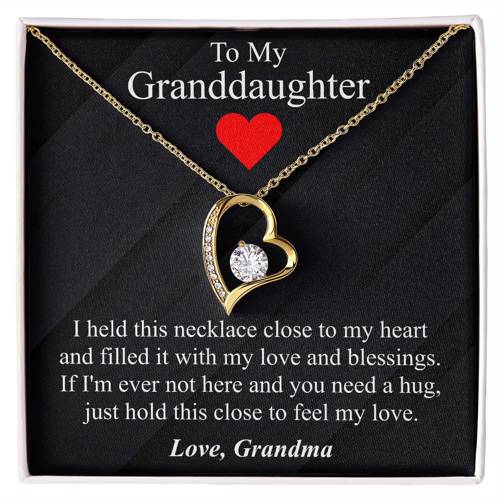 To My Granddaughter Necklace from Grandma, Forever Love Heart