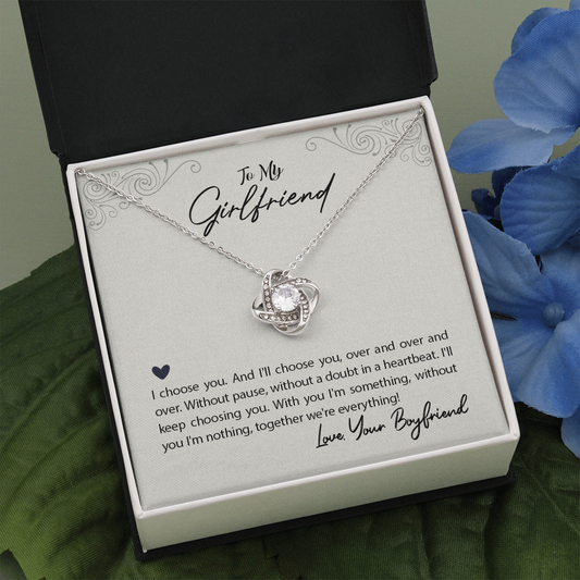 Girlfriend Gift from Boyfriend, Necklace Love Knot Pendant Jewelry Her Couples Anniversary 14K White Gold Valentine Birthday Starcove Fashion