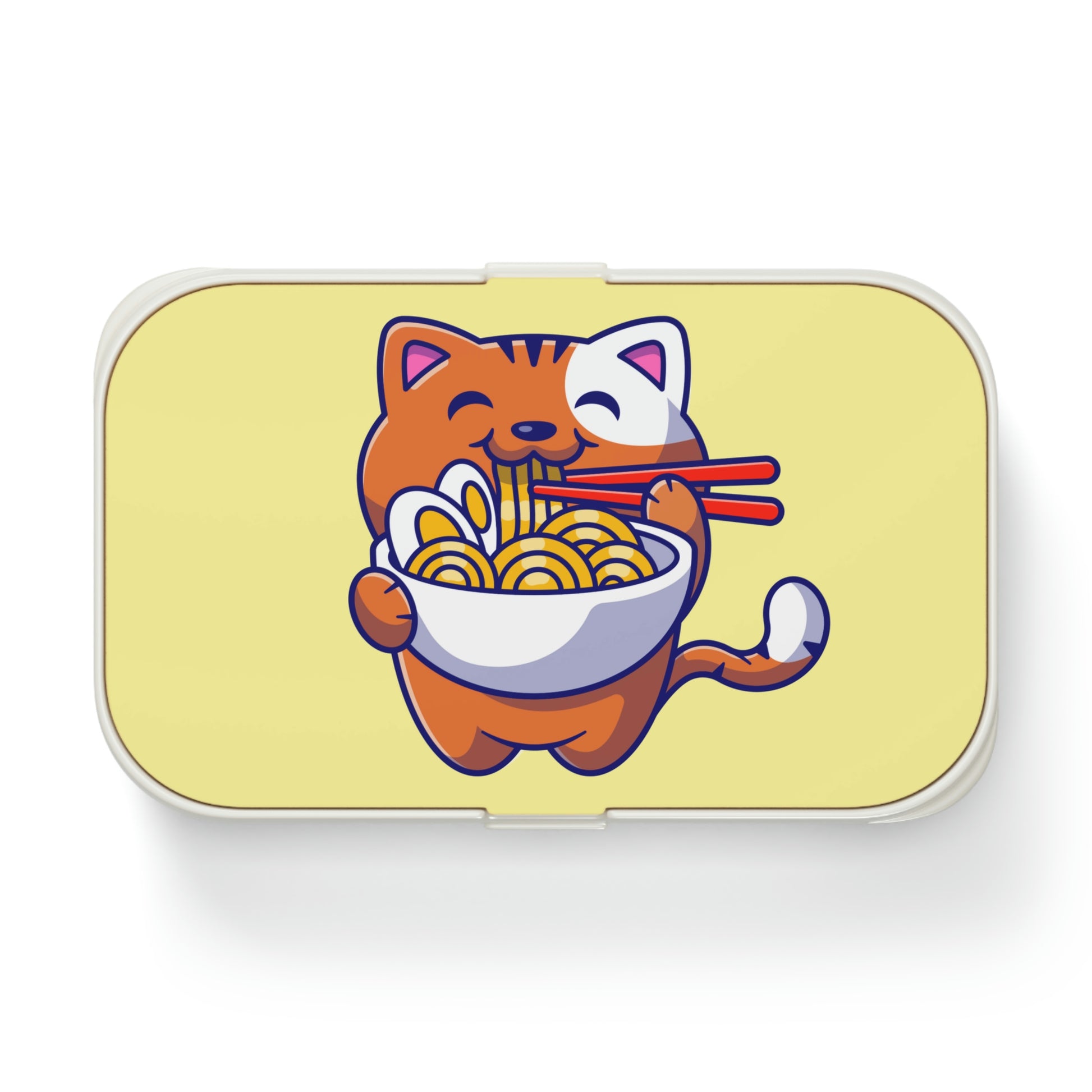 Cat Eating Ramen Bento Lunch Box, Cute Kawaii Food Container Adult