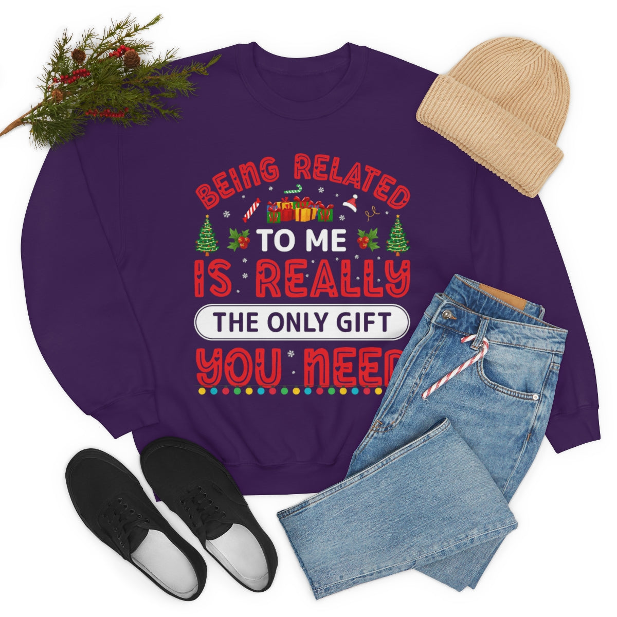 Funny Ugly Holiday Sweater, Related to Me Christmas Xmas Print Women Men Vintage Funny Party Winter Plus Size Sweatshirt Gift Starcove Fashion