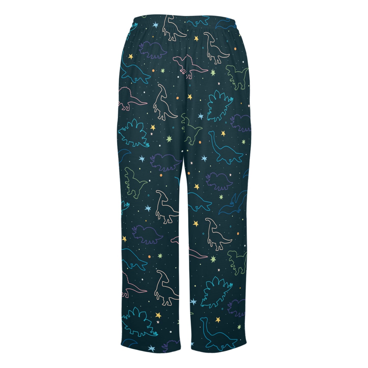 Dino Women Pajamas Pants, Dinosaurs Cute T Rex Green Christmas