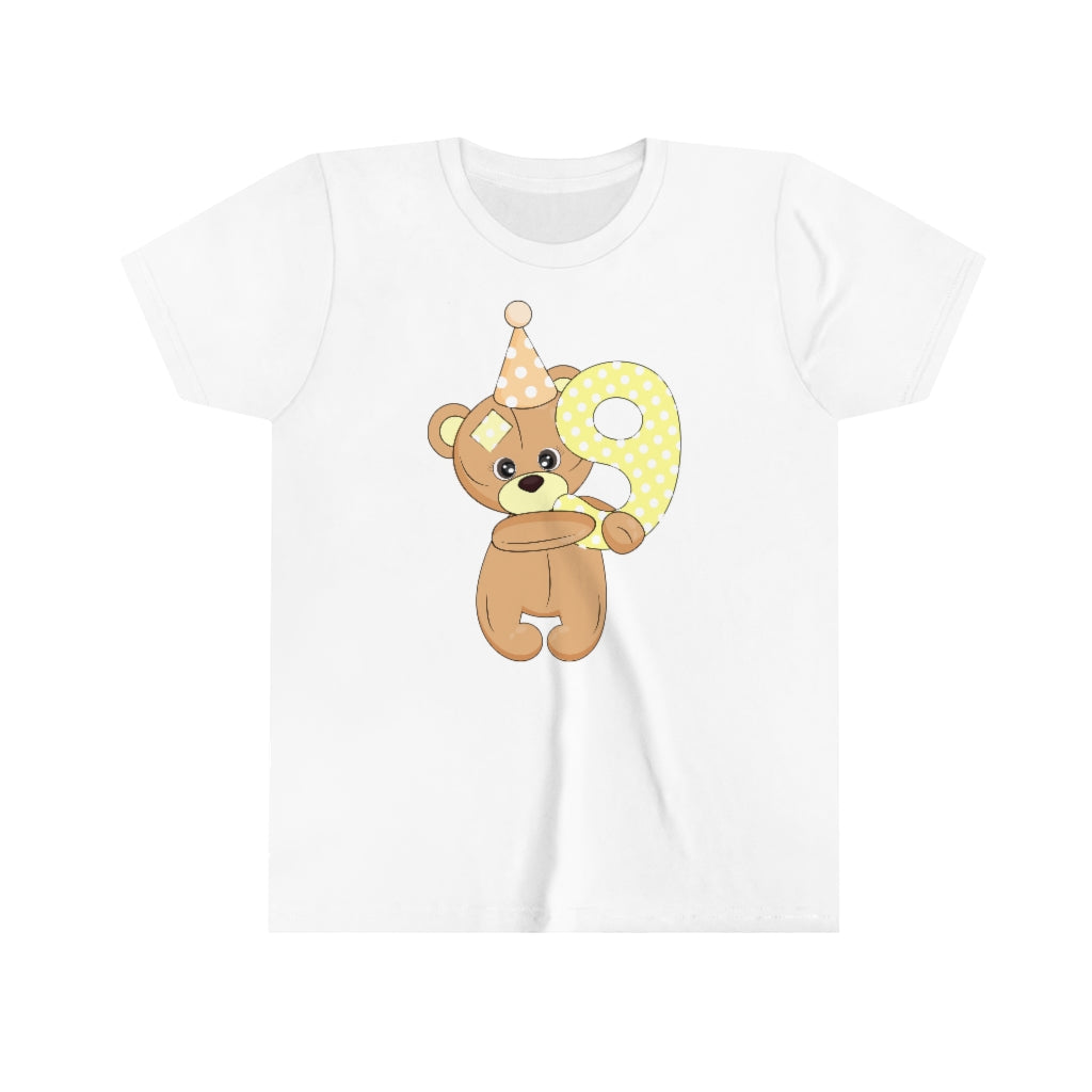 9th Birthday Girl Shirt, Teddy Bear Party Kids Youth Nine Year Old Fun Gift Crewneck Girls Tee Outfit Starcove Fashion