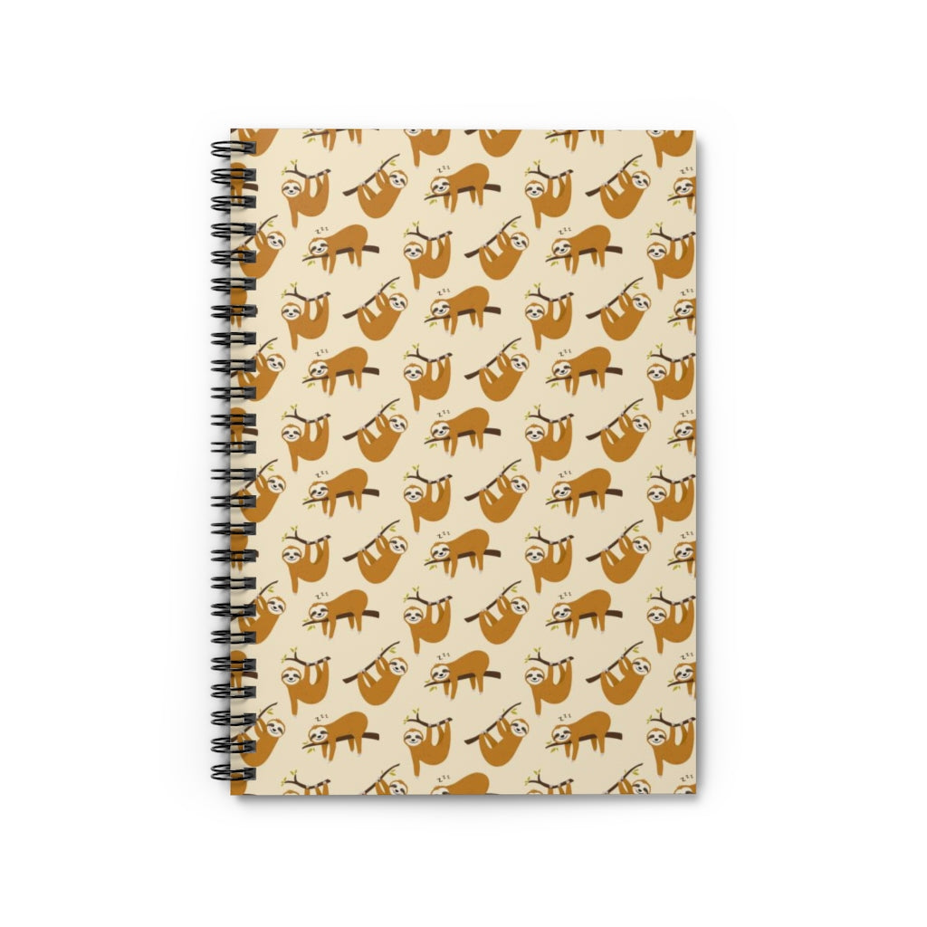 Cute Sloth Spiral Notepad, Sloth Pattern Design Travel Journal Traveler Notebook Cover Ruled Line Book Paper Pad Work Gift Starcove Fashion