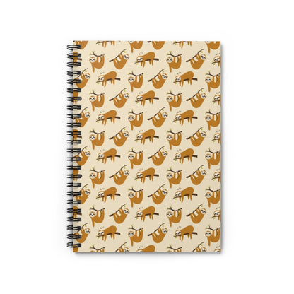 Cute Sloth Spiral Notepad, Sloth Pattern Design Travel Journal Traveler Notebook Cover Ruled Line Book Paper Pad Work Gift Starcove Fashion