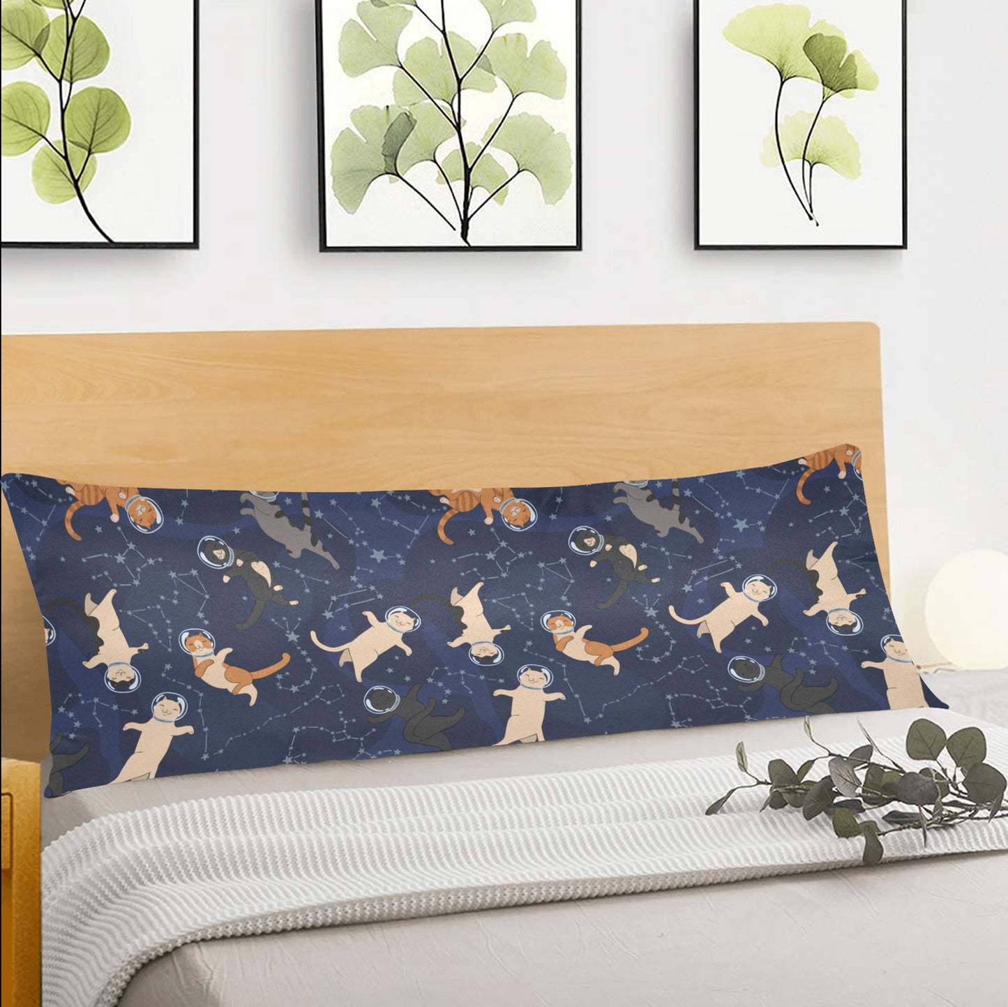 Cats Body Pillow Case, Constellation Kittens Space Blue Long Large Bed Accent Print Throw Decor Decorative Cover 20x54 Starcove Fashion