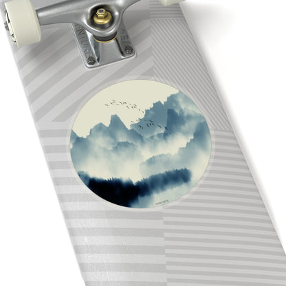 Forest Mist Landscape Sticker, Mountain Laptop Decal Vinyl Cute Waterbottle Tumbler Car Waterproof Bumper Aesthetic Die Cut Wall Mural Starcove Fashion