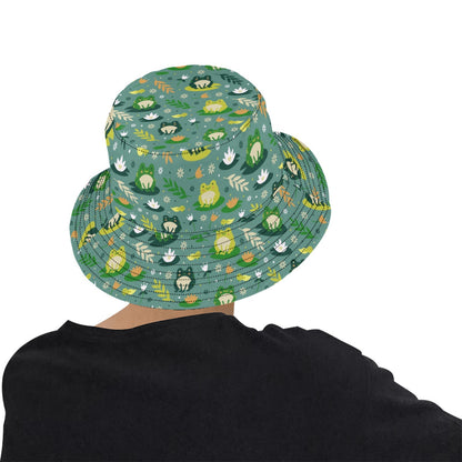 Frog Bucket Hat, Retro Vintage Green Animal Summer Festival Cute Women Men Designer Beach Sun Shade Y2K Cotton Twill Starcove Fashion