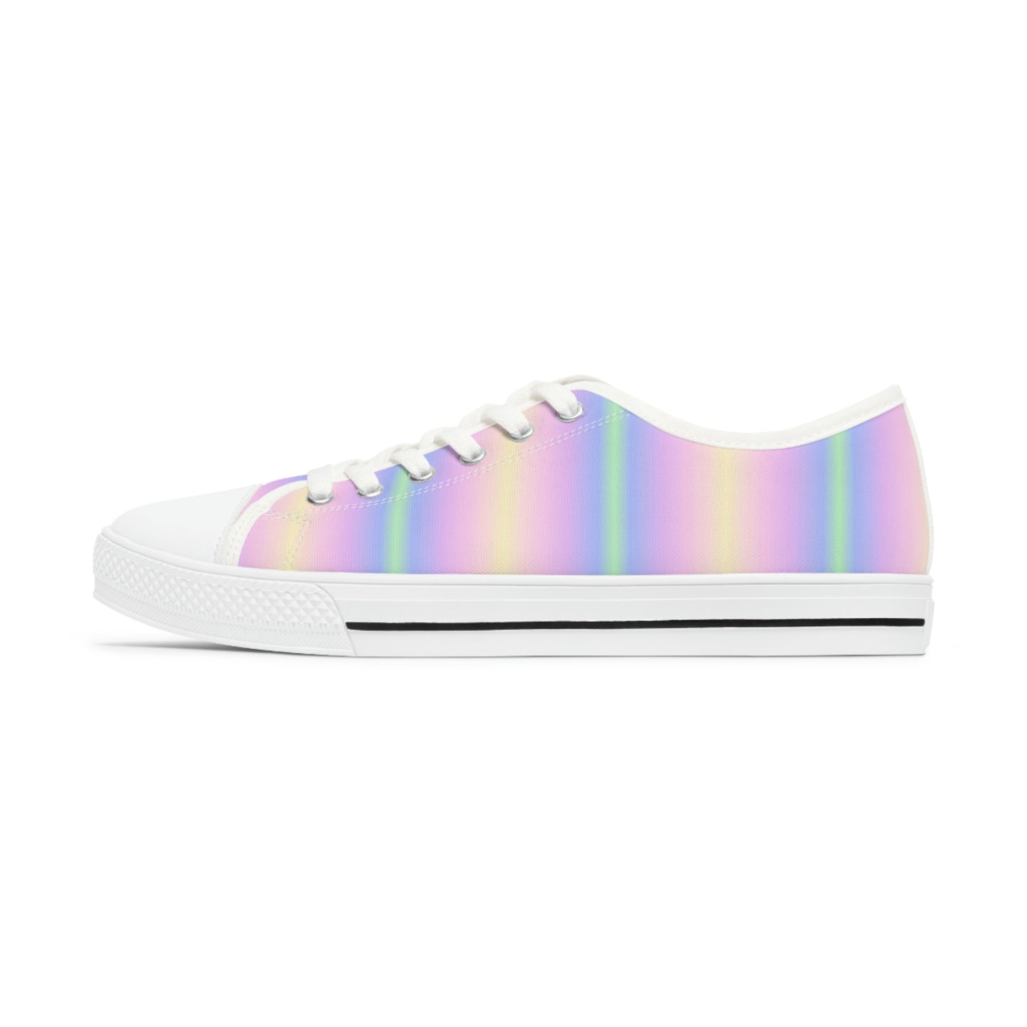 Pastel Rainbow Women Shoes, Tie Dye Ombre Gradient Sneakers Canvas White Low Top Lace Up Girls Aesthetic Flat Shoes