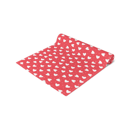 Hearts Table Runner, Valentine's Day Love Red Pink Romantic Home Decor Decoration Theme Tablecoth Dining Cotton Linen