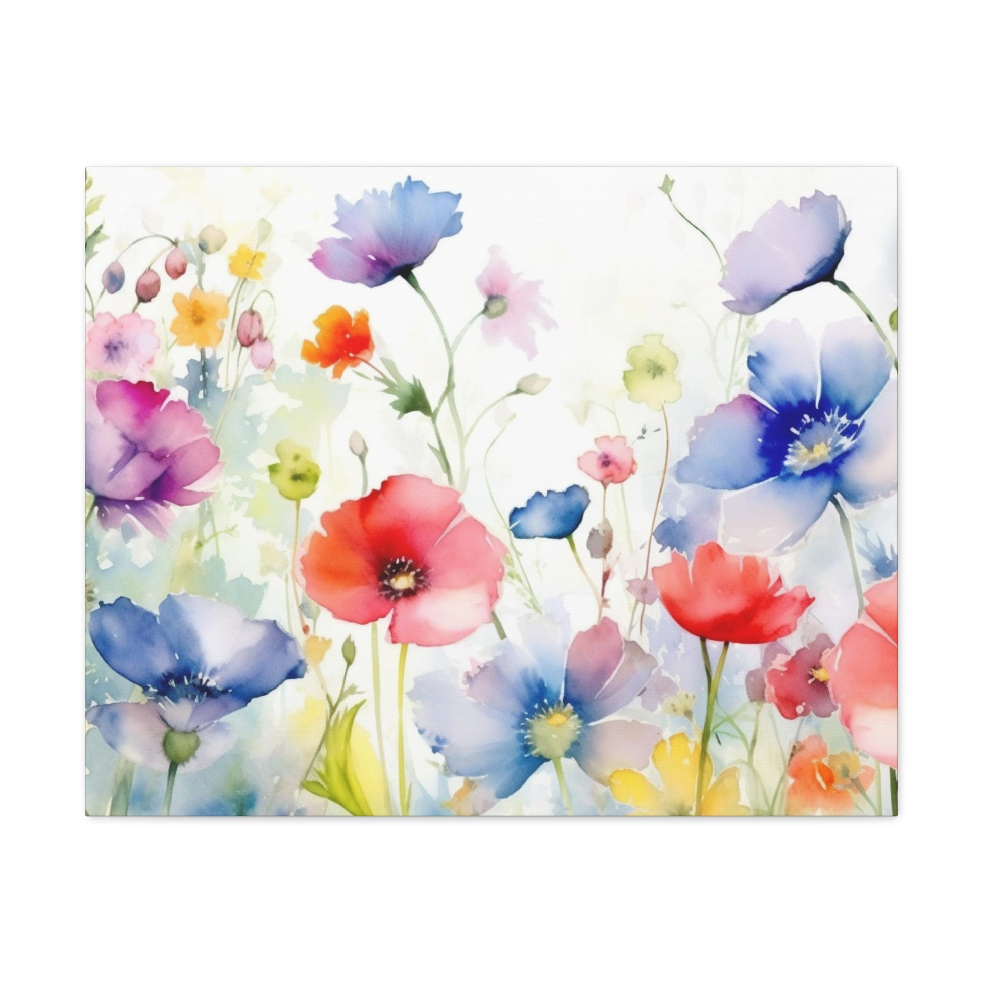 Wildflowers Canvas Gallery Wrap, Watercolor Floral Wall Art Print Decor Small Large Hanging Modern Landscape Living Room Starcove Fashion
