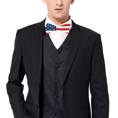 USA American Flag Bow Tie, Red White Blue Design Patriotic Classic Chic Adjustable Bowtie Gift for Him Men Tuxedo Groomsmen Necktie Wedding