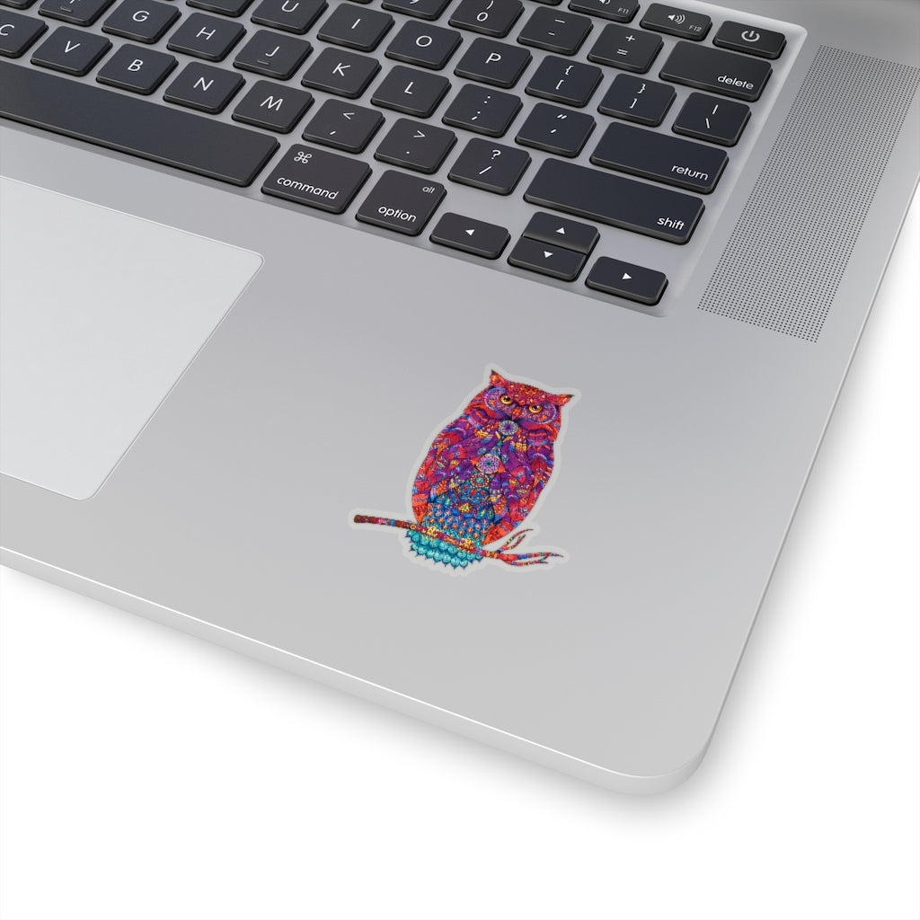 Ornate Owl Sticker, Bird Art Animal Red Laptop Decal Vinyl Cute Waterbottle Tumbler Car Bumper Aesthetic Label Wall Mural Starcove Fashion