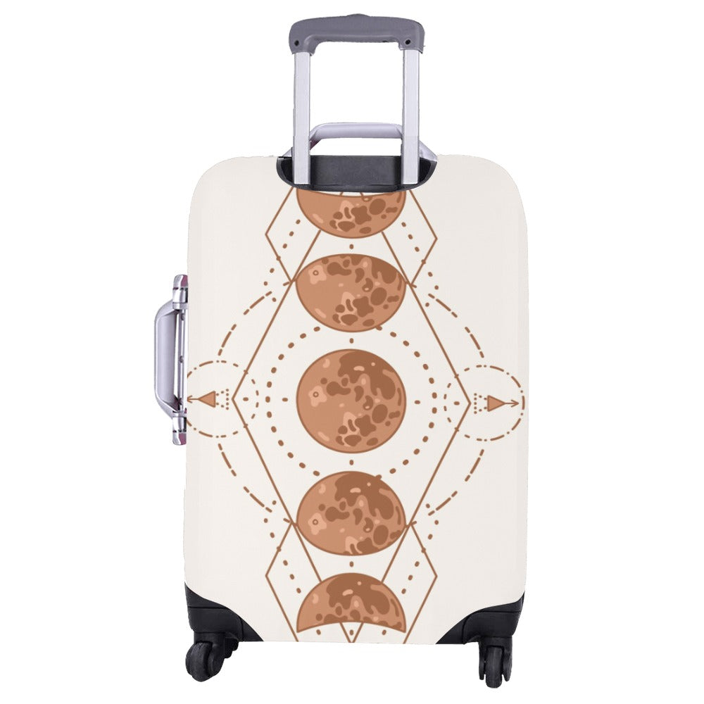 Moon Phases Luggage Cover, Half Full Spiritual Boho Bohemian Suitcase Hard Bag Protector Washable Wrap Large Small Travel Gift