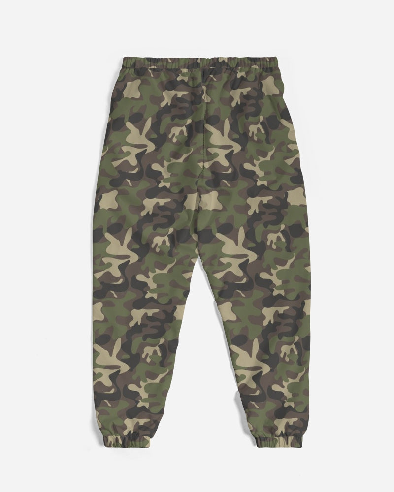 Camouflage Men Track Pants, Camo Green Army Zip Pockets Quick Dry Mesh Lining Lightweight Festival Elastic Waist Windbreaker Joggers Starcove Fashion