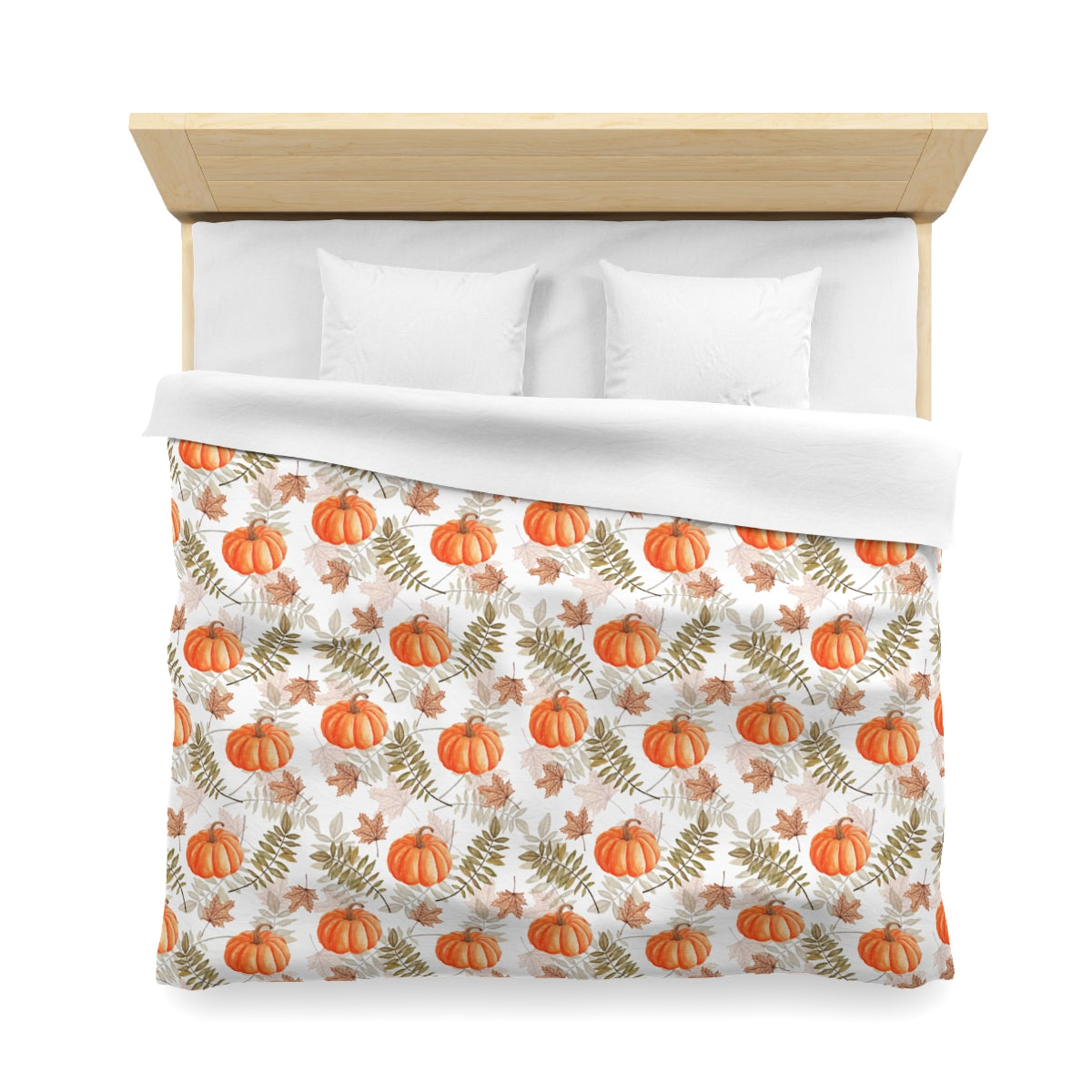 Pumpkin Duvet Cover, Fall Autumn Leaves Orange Bedding Queen King Full Twin XL Microfiber Designer Bed Quilt Bedroom Decor Starcove Fashion