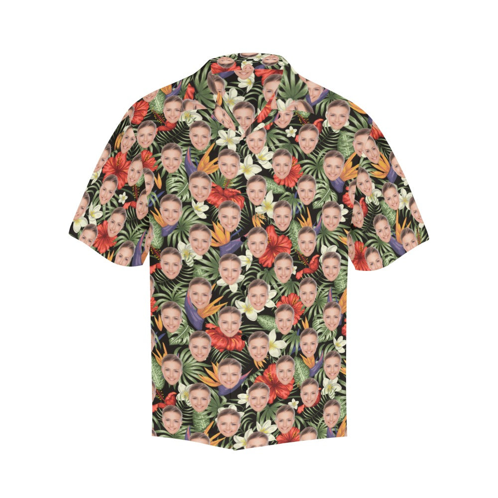 Custom Face Hawaiian Shirt Men, Personalized Photo Funny Tropical Flower Print Hawaii Plus Size Button Up Gifts Bachelor Birthday Party Starcove Fashion