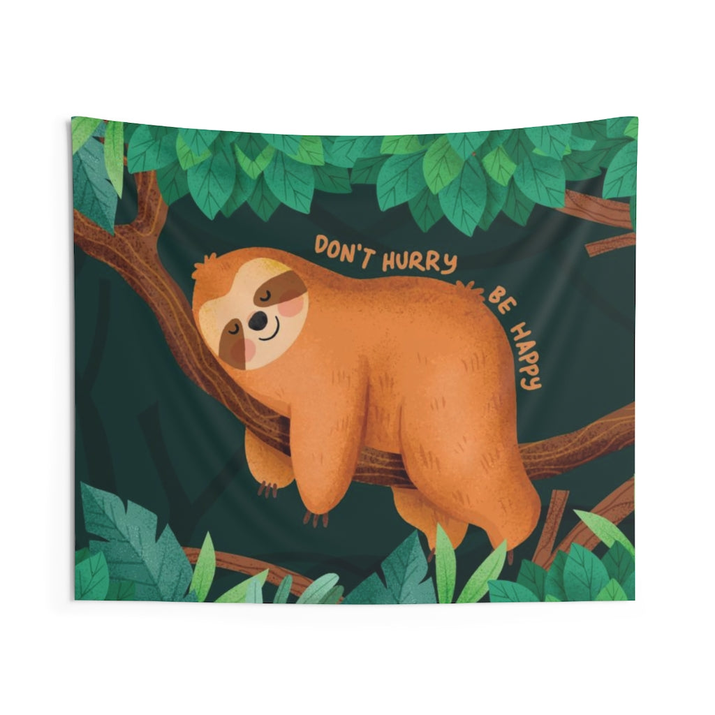 Funny Sloth Tapestry, Sleeping Hurry Happy Landscape Indoor Wall Aesthetic Art Hanging Large Small College Dorm Room Gift Starcove Fashion