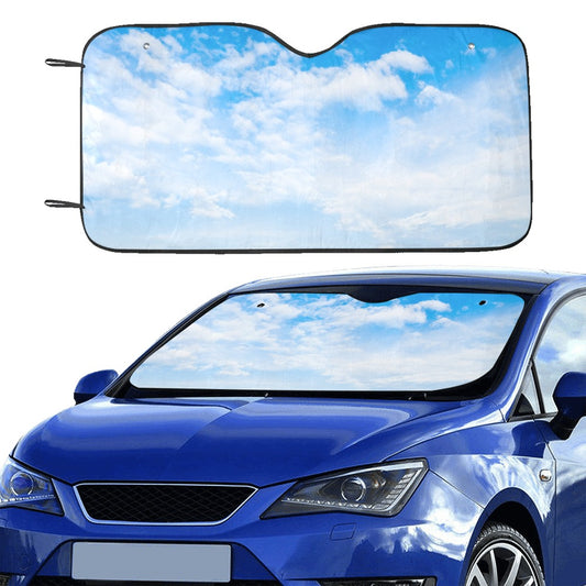 Clouds Windshield Sun Shade, Blue Sky Car Accessories Auto Vehicle Protector Front Window Visor Screen Cover Decor 55" x 29.53"