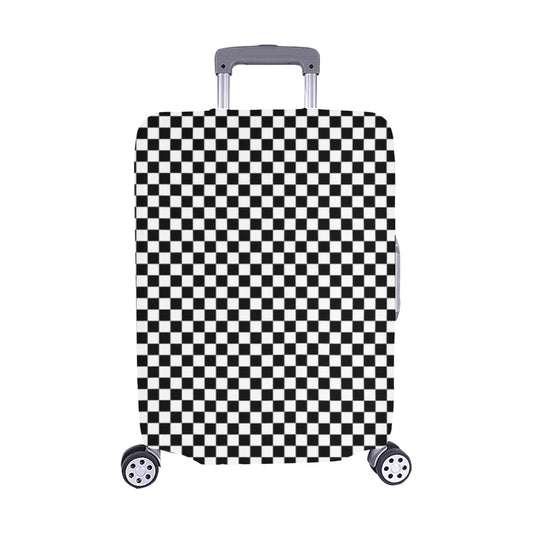 Black White Checkered Luggage Cover, Check Checkerboard Suitcase Bag Protector Washable Wrap Travel Gift