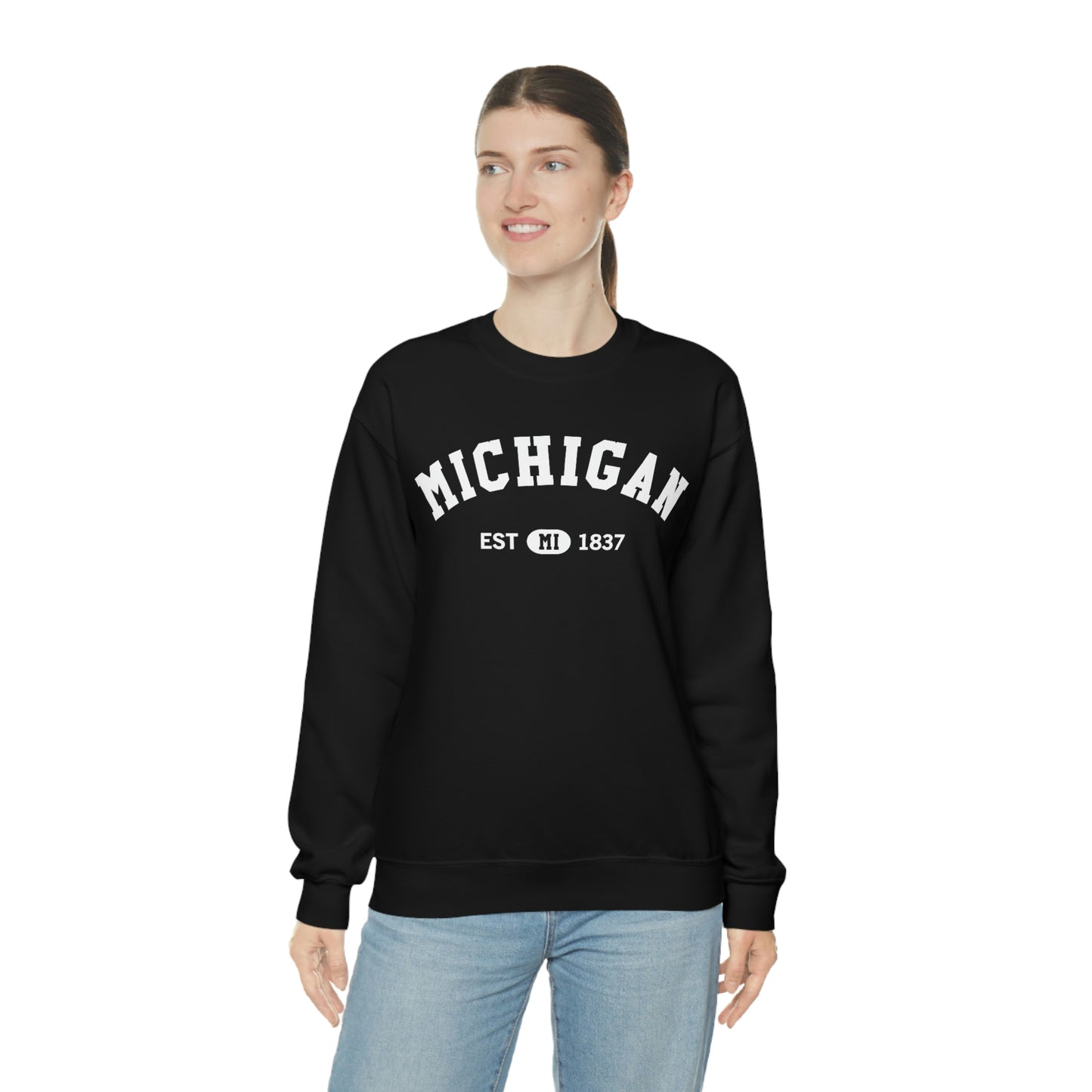 Michigan Sweatshirt, State MI Vintage Graphic Crewneck Fleece Cotton Sweater College Jumper Pullover Men Women Aesthetic Top