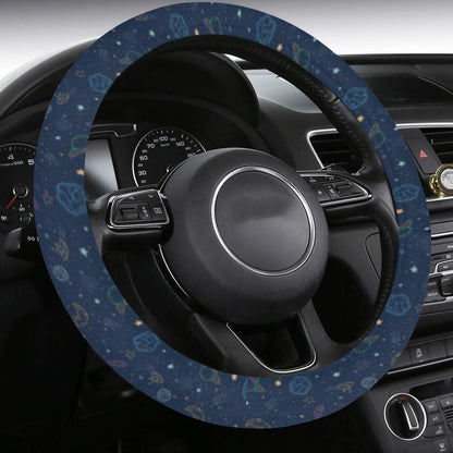 Galaxy Space Steering Wheel Cover with Anti-Slip Insert, Navy Blue Constellation Planets Stars Print Car Auto Wrap Protector Accessories Starcove Fashion